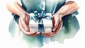 Female hands holding gift box Royalty Free Stock Photo