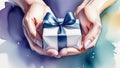 Female hands holding gift box Royalty Free Stock Photo