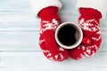 Female hands holding hot coffee Royalty Free Stock Photo