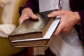 female hands holding an old bible Royalty Free Stock Photo