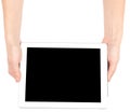 Female hands holding tablet Royalty Free Stock Photo