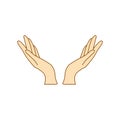 Female hands icon linear style, hands and fingers design. Hands open for grace
