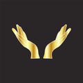 Female hands icon linear style, hands and fingers design. Hands open for grace