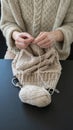 Hands knitting cose-up. Royalty Free Stock Photo