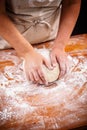 Female hands making bread dough Royalty Free Stock Photo