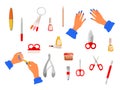 Female hands and manicure tools for hand care Royalty Free Stock Photo