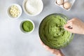 female hands mixing dough with whisk Royalty Free Stock Photo