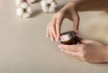 Female hands open a jar of cream for everyday care procedures. The concept of beauty Royalty Free Stock Photo
