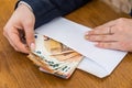 Female hands opening envelope with euro banknotes Royalty Free Stock Photo