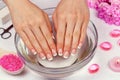 Female hands with perfect french manicure Royalty Free Stock Photo