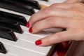 Female hands of a piano player Royalty Free Stock Photo