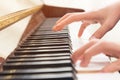 Female hands playing piano Royalty Free Stock Photo