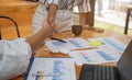 Female hands shaking at meeting making partnership deal, businesswomen handshaking as concept of respect, successful Royalty Free Stock Photo