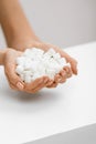 Female Hands With Sugar Cubes. Royalty Free Stock Photo