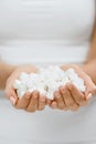 Female Hands With Sugar Cubes. Royalty Free Stock Photo