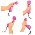 Female hands with telephones in them