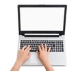 Female hands typing on laptop. businesswoman working on laptop Royalty Free Stock Photo