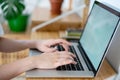 Female hands typing on notebook keyboard studying working with pc technology online education concept on table, close up Royalty Free Stock Photo