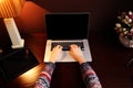 Female hands using laptop Royalty Free Stock Photo