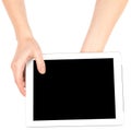 Female hands using tablet Royalty Free Stock Photo