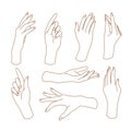 Female hands in various gestures.