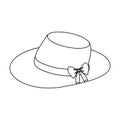 female hat with a bow. Summer hat for adult women. Woman clothes single icon in outline style vector symbol