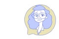 Female head chat bubble profile icon woman avatar support service call center concept sketch doodle character portrait