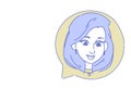 Female head chat bubble profile icon woman avatar support service call center concept sketch doodle character portrait Royalty Free Stock Photo