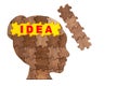 Female head shaped puzzle reading IDEA isolated Royalty Free Stock Photo
