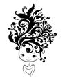 Female head silhouette, floral hairstyle for your