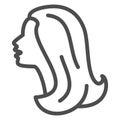 Female head silhouette line icon, 8 March concept, Woman profile sign on white background, Beautiful female face Royalty Free Stock Photo