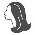 Female head silhouette solid icon, 8 March concept, Woman profile sign on white background, Beautiful female face Royalty Free Stock Photo