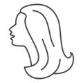 Female head silhouette thin line icon, 8 March concept, Woman profile sign on white background, Beautiful female face