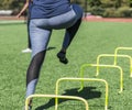 A skip over hurdles with no shoes on Royalty Free Stock Photo