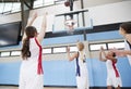 Female High School Basketball Team Shooting At Basket On Court Royalty Free Stock Photo