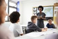 Female High School Tutor Standing By Table With Students Teaching Lesson Royalty Free Stock Photo