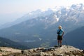 Female Hiker Above Conflict Lake Royalty Free Stock Photo