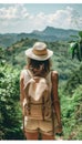 Female hiker embarks on outdoor mountain adventure for nature exploration and motivation Royalty Free Stock Photo