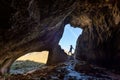 Female hiker exploring caves in Ausralia