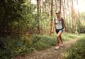 Female hiker in the forest