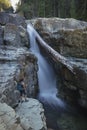 Female Hiker, Lower Myra Falls, Strathcona Provincial Park, Camp Royalty Free Stock Photo