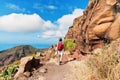 Female hiker on a Mountain path, Tenerife Royalty Free Stock Photo