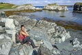 Female hiker near Bay Roberts, Newfoundland