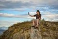 Female hiker taking selfie Royalty Free Stock Photo