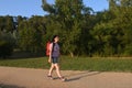 Female hiker walking on a path Royalty Free Stock Photo