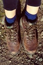 Female hiker wearing hiking boots Royalty Free Stock Photo