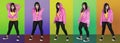 Female hip hop dancer dressed in a pink jacket Royalty Free Stock Photo