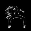 Female hip hop dancer silhouette isolated, black and white Royalty Free Stock Photo