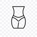 Female hips and waist vector linear icon isolated on transparent background, Female hips and waist transparency concept can be use