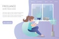 Female hipster freelancer at home or office,comfortable workplace